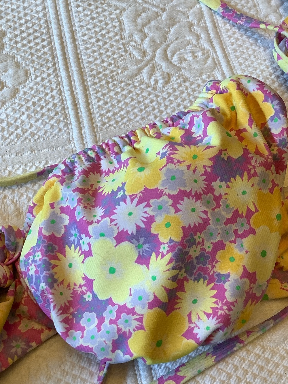 Pastel Floral Two-Piece Bikini Set in Yellow & Lavender - Picture 7 of 7